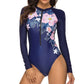 Women Surf Swimsuit Long Sleeve Printed Plus Size Swimwear Women Zipper One Piece Rash Guard Diving Clothes