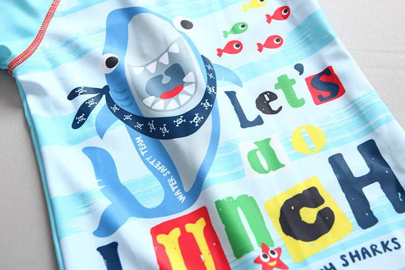 Boys Swimsuit With Hat Shark Style One Piece Children's Swimwear Boys Swimwear Shark Bathing Suit With Hat