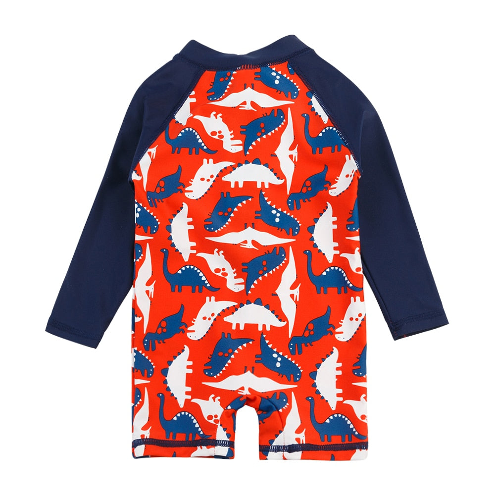 Boy's One Piece Swimsuit Dinosaur Printed Swimwear  Quick-dry Beachwear Sun Protection Swimming Suit
