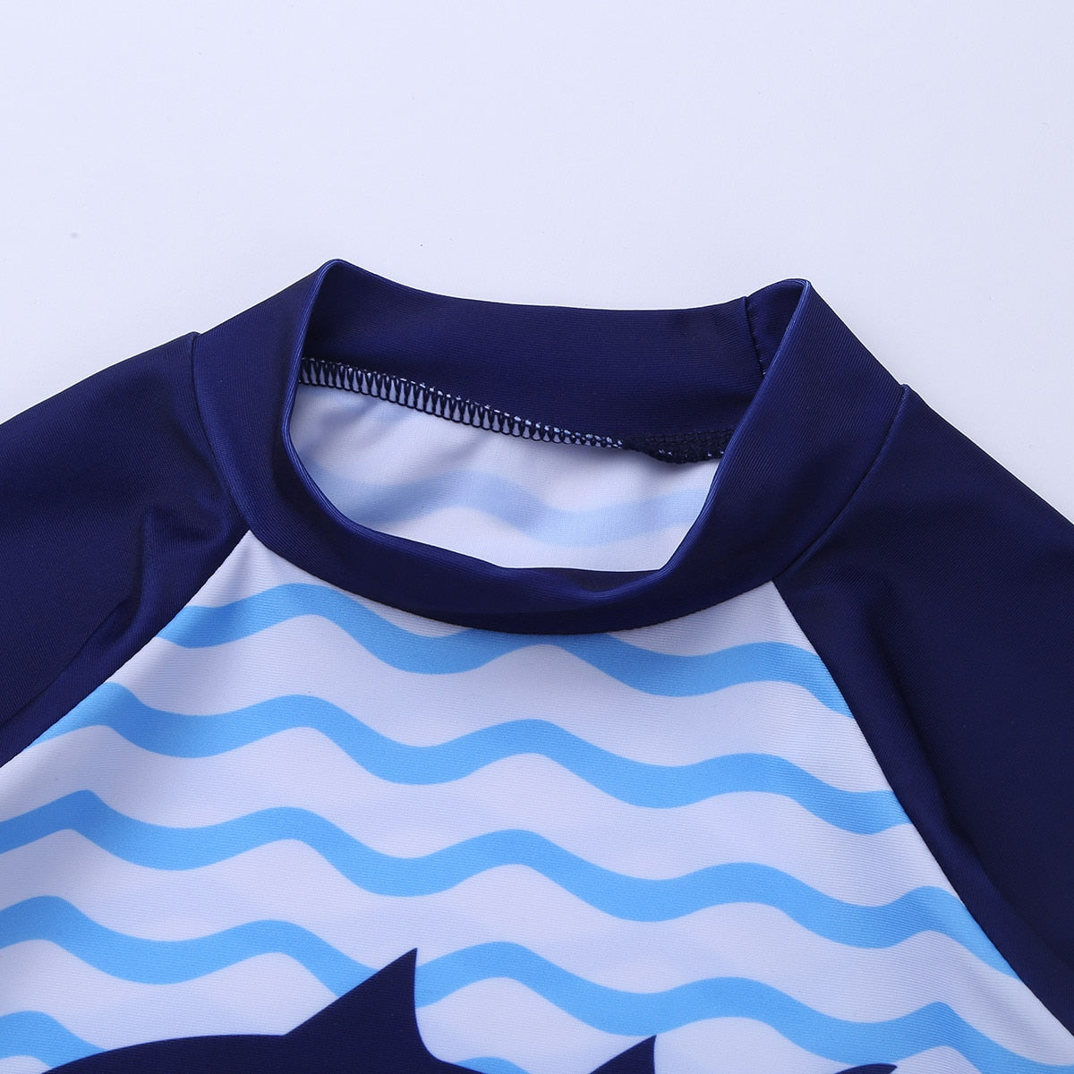 Kids Boys 3PCS Tankini Swimwear Long Sleeves Shark Pattern Swimsuit Set For Boys