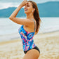 Women Two Piece Printed Colorful Halter Bandage Tankni Swimsuit,