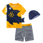 Boy Swimwear 3pcs Clothing Set Swim Suit With Cap Short Sleeve  Boys Swimsuit