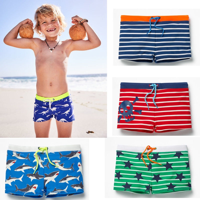 Kids Boys Summer  Swimming Trunks Striped Boxers Swimming Shorts Swimwear