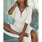 Women Cover-Ups Elegant Hollow Out Deep V-neck White Cotton Summer Swim Suit Cover Up