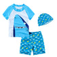 Boy Swimwear 3pcs Clothing Set Swim Suit With Cap Short Sleeve  Boys Swimsuit
