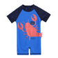 Toddler Boys One Piece Swimsuit Printed Short Sleeves Sun Protection Beachwear