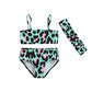 Kids Girl Bikinis Set Fashion Leopard Swimming Suit Children Summer Beach Wear Strappy Crop Tops+Shorts+Headband 2-6Y