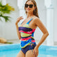 Women Striped Rainbow Tie Dye Two Piece Tankinis Summer Beach Suit