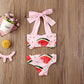 Baby Girls Swimsuit Watermelon Print Baby Girls Swimwear Halter Bowknot Girls Beachwear