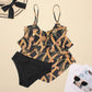 Women  Swimsuit Two Piece Swimwear Printed Ruffle Bikini Summer Vintage Beachwear Tankinis
