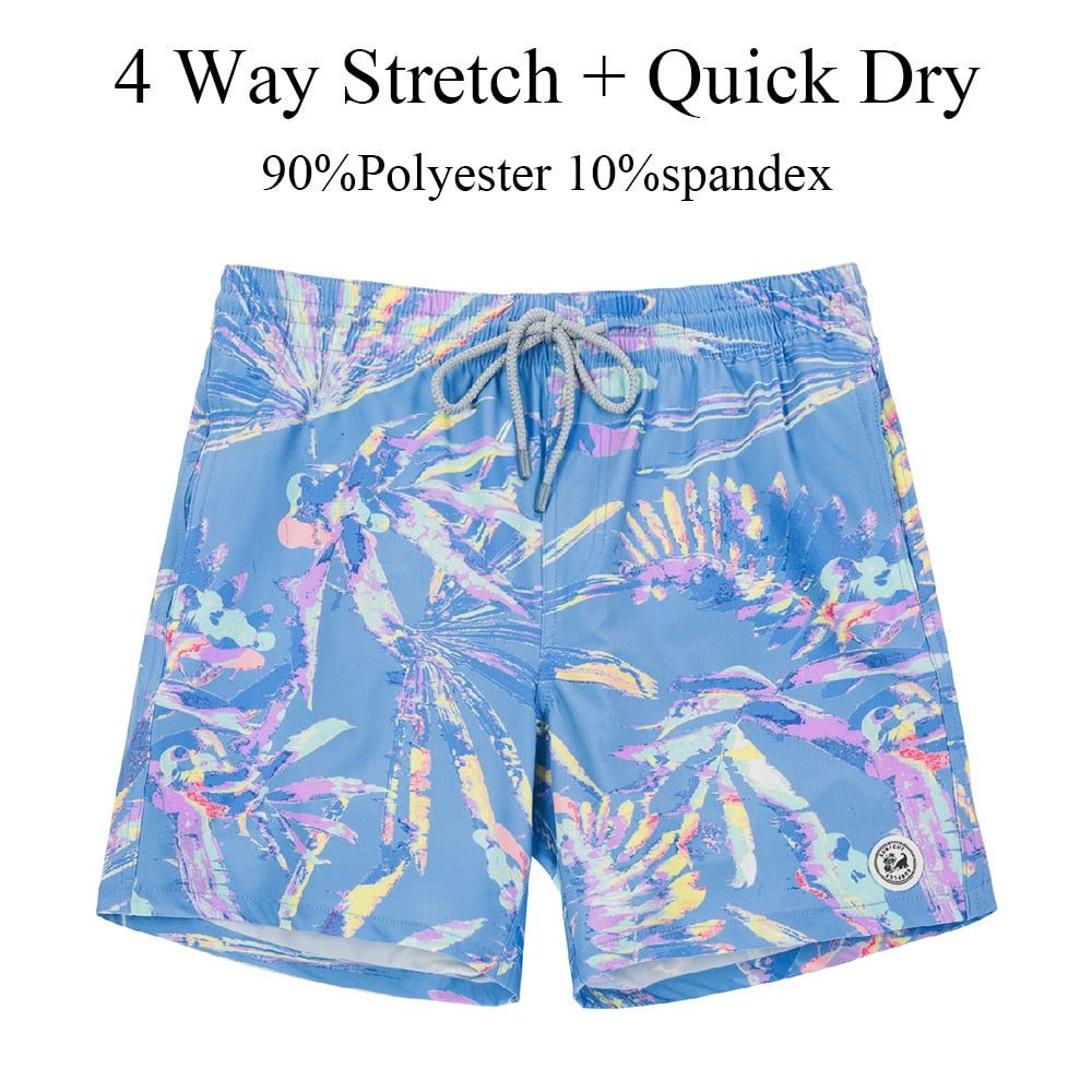 Mens Quick Dry Swim Trunks Printed Beach Board Shorts with Mesh Lining Swimwear