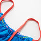 Kids Girls One Piece Striped Hanging Neck Blue Celebrity Style Swimwear
