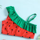 Kids Bikini Set Girls Swimwear 2023 Summer Ruffle Sleeveless Watermelon Print Beachwear
