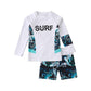 Kids Boys Swimsuit Sets Long Sleeves Geometric Print Top with Shorts Beachwear
