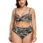 Women Zebra Print High Waist V-Neck Push Up Bathing Swimwear Bikini Set