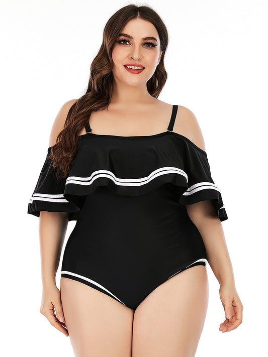 Women Ruffle Plus Size Swimwear One Piece Swimsuit Female Large Size Bathing Suit Beachwear Swimming Suit