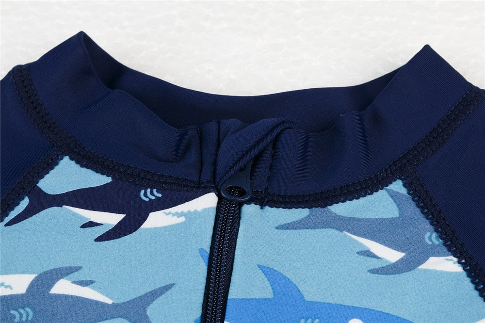 Baby Boys Swimsuit with Cartoon Shark Pattern  One Piece Swimming Suit