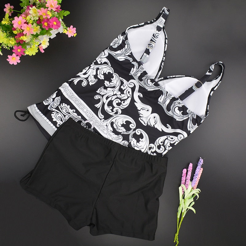 Women  Floral Tankini Swimsuit for Women Plus Size Two Piece Beachwear