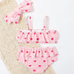 Baby Girls Swimsuit Pink Strappy Swimwear for Kids Girl 3months-24months Infant Toddler Bathing Suit 2 Pieces Bikinis Suit