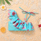 Baby Girls Two-piece Summer Strap Print Ruffles Swimwear Swimsuit Bathing Suit Set