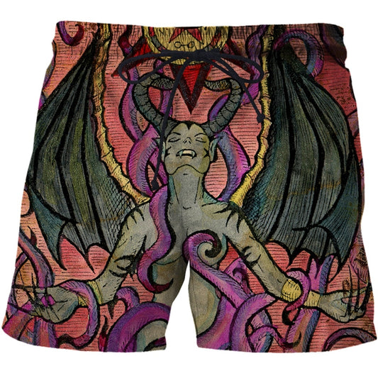 Men Beach Pants Tarot art pattern 3D Printed Outdoor Loose Comfortable Shorts