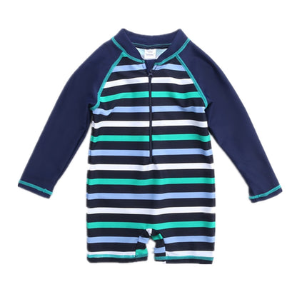Baby Boy One-piece Swimwear Long Sleeves Striped Beachwear Children's Tracksuit
