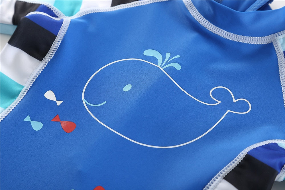 Toddler boys One Piece Swimsuit Cute Fish Print Baby Swimwear for Boys