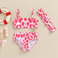 Kids Girl Bikinis Set Fashion Leopard Swimming Suit Children Summer Beach Wear Strappy Crop Tops+Shorts+Headband 2-6Y