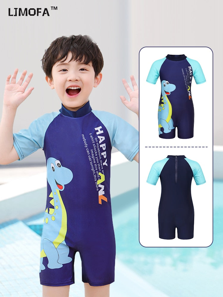 Baby Boy Shark Printed Short Sleeve One Piece Toddler Swimsuit
