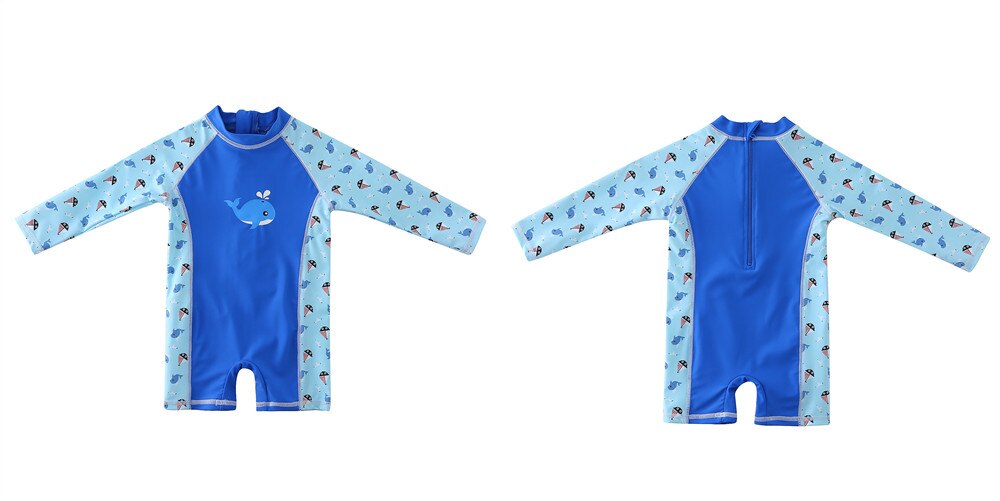 Baby and toddler Boys One Piece Swimwear Kid's Swimming Long Sleeves Sun Protection Beachwear