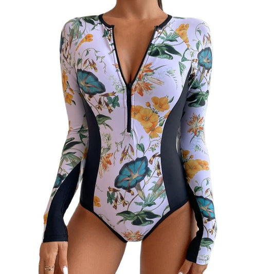 Women One-Piece Swimsuit For Sports Surfing Long Sleeve Swimwear Bodysuit Swimming Bathing Suit Beachwear