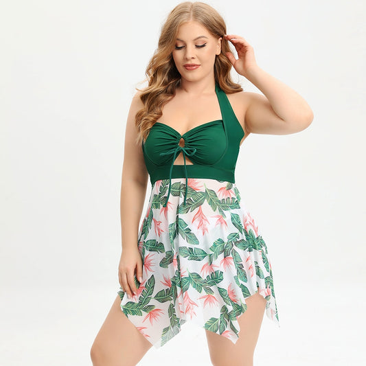Women Two Pieces  Swimswear  Plus Size Floral Printed Swim Suits