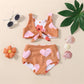 Baby Girl Summer Two-Pieces Swimsuits Lovely Flower & Heart Print Swimwear
