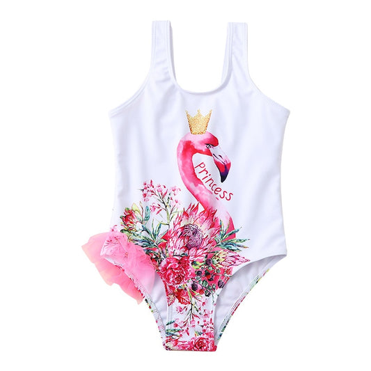 New Girls Swimsuit Flamingos Swimwear One-Pieces Summer Girls Swimsuit