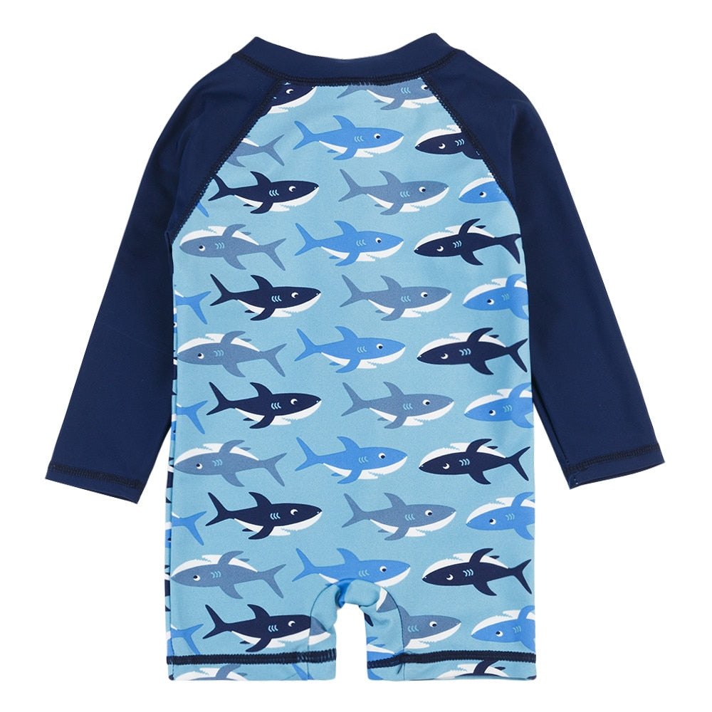 Baby Boys Swimsuit with Cartoon Shark Pattern  One Piece Swimming Suit