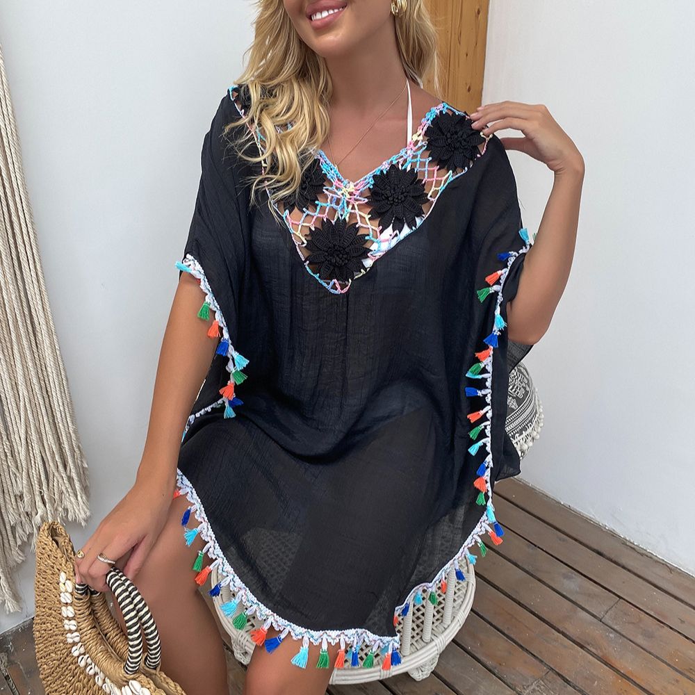 Women Bikini Cover Up Floral Lace  Swimsuit Cover-Ups  Beach Dress