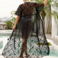 Women  Long  Beach Cover Up Tunic Pareo Black V Neck Swimwear Bathing Suit Cover Up