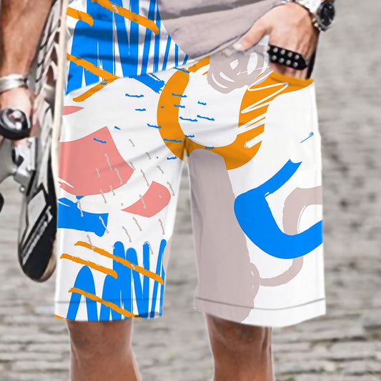 Men's Shorts Beach Abstract Graffiti Pattern Casual Oversized Loose Streetwear Men Short