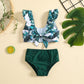 Kids Girls 2 Piece Summer Swimsuits Plants Print Beachwear