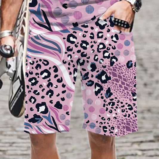 Men's Shorts Leopard Print Pattern Streetwear Beach Loose Cool Mens Fashion Comfortable 3D Printed Short