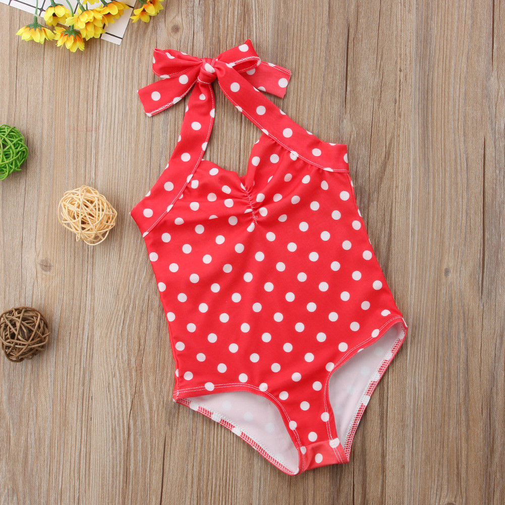 Baby Girls Summer Swimwear Polka Dot Halter Bikini Infant Baby Beachwear