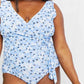 Women's Marina West Swim Full Size Float On Ruffle Faux Wrap One-Piece in Blossom Blue