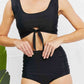 Women's Marina West Swim Sanibel Crop Swim Top and Ruched Bottoms Set in Black