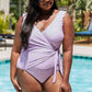Women's Marina West Swim Full Size Float On Ruffle Faux Wrap One-Piece in Carnation Pink