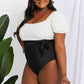 Women's Marina West Swim Salty Air Puff Sleeve One-Piece in Cream/Black