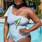 Women's Marina West Swim Vacay Mode One Shoulder Swimsuit in Pastel Blue