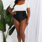 Women's Marina West Swim Salty Air Puff Sleeve One-Piece in Cream/Black
